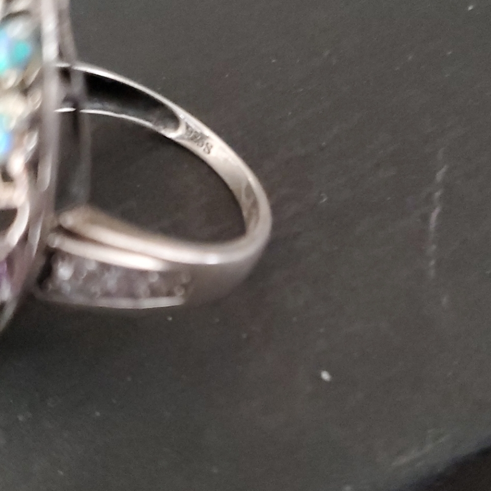 925 S.S. AMETHYST AND OPAL RING - Picture 5 of 7